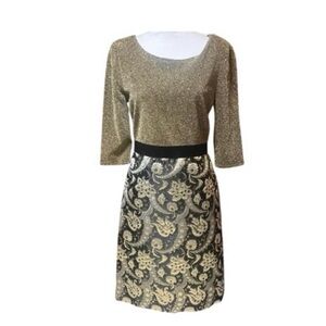 J.Peterman Metallic Brocade Dress